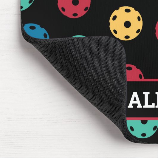 😍 Retro Pickleballs / schwarz mit Namen Mousepad (Ecke)