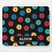 😍 Retro Pickleballs / schwarz mit Namen Mousepad (Vorne)