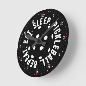 😍 Retro Pickleballs / schwarz mit Zahlen Runde C Runde Wanduhr (Winkel)