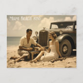 Retro-Picknick am Strand in den 30er Jahren Postkarte (Vorderseite)