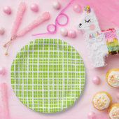 Retro Picnic Kariertes Muster in Lime Green und Wh Pappteller (Party)