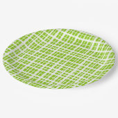Retro Picnic Kariertes Muster in Lime Green und Wh Pappteller (Schrägansicht)