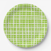Retro Picnic Kariertes Muster in Lime Green und Wh Pappteller (Vorderseite)