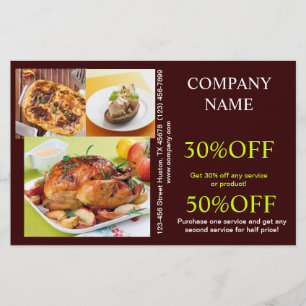 Retro Pie Chicken deli Shop Diner Catering Flyer