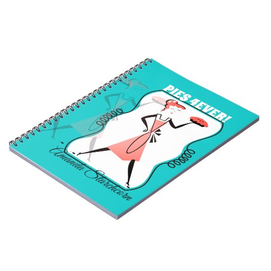 Retro Pie Girl Backbook Kochbuch Rezept Notebook Notizblock (Linke Seite)