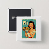 Retro-Pie-Lady – Vintage-Backposter-Illustration Button (Vorne & Hinten)
