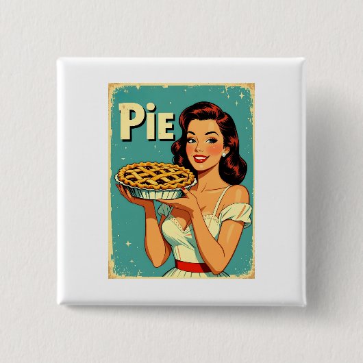 Retro-Pie-Lady – Vintage-Backposter-Illustration Button (Vorderseite)