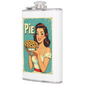 Retro-Pie-Lady – Vintage-Backposter-Illustration Flachmann (Links)