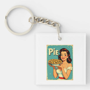Retro-Pie-Lady – Vintage-Backposter-Illustration Schlüsselanhänger
