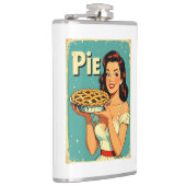 Retro Pie Lady – Vintage Baking Poster Illustratio Flachmann (Rechts)