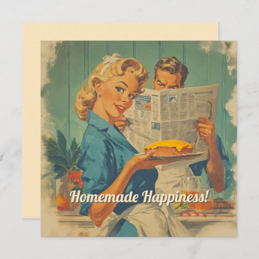 Retro Pie und Papierarm Einladung (Vorne/Hinten)