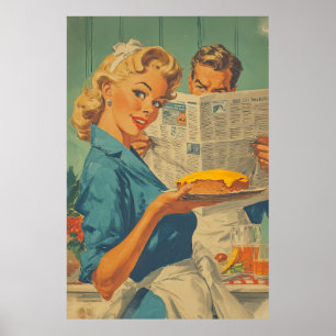 Retro Pie und Papierarm Poster