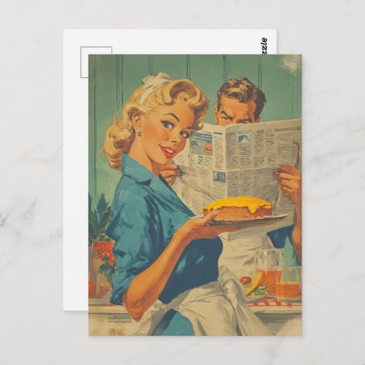 Retro Pie und Papierarm Postkarte (Vorne/Hinten)