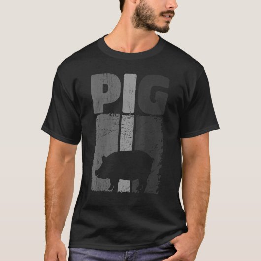 Retro Pig Lover, Niedlicher Bauer, Landwirtschaft T-Shirt (Vorderseite)