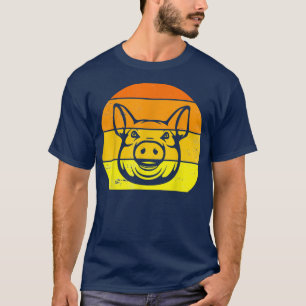 Retro Pig Vintages Schwein Silhouette Bauer Tierlo T-Shirt
