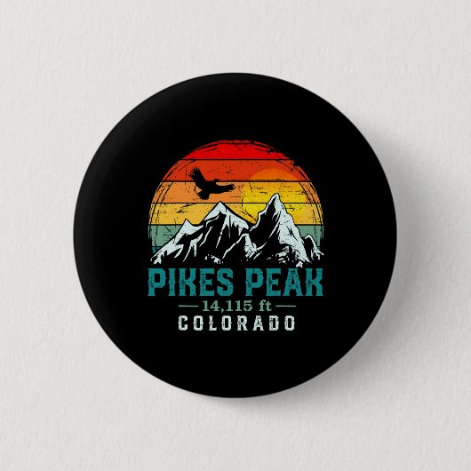 Retro Pikes Peak Berg Colorado Distressed Hiki Button (Vorderseite)
