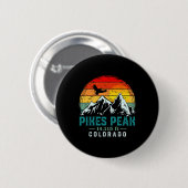 Retro Pikes Peak Berg Colorado Distressed Hiki Button (Vorne & Hinten)