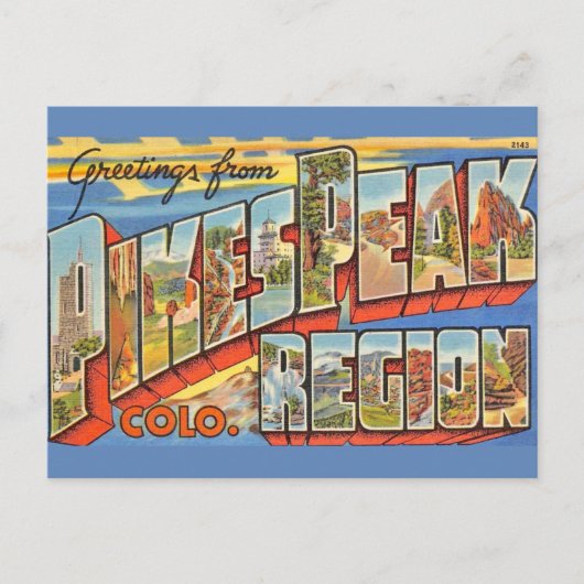 Retro Pikes Peak Colorado Postkarte (Vorderseite)