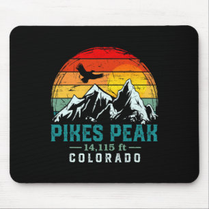 Retro Pikes Peak Mountain Colorado Distressed Hiki Mousepad