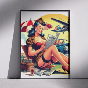 Retro-Pilot Pin-up Poster
