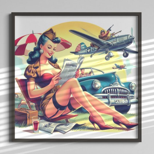 Retro-Pilot Pin-up Poster