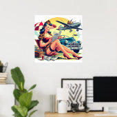 Retro-Pilot Pin-up Poster (Heimbüro)
