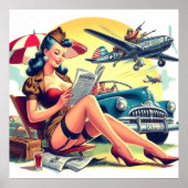 Retro-Pilot Pin-up Poster (Vorne)