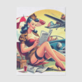 Retro Pilot Pin-up Seidenpapier (Vorderseite)
