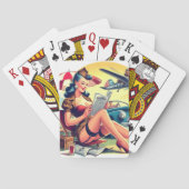 Retro-Pilot Pin-up Spielkarten (Rückseite)