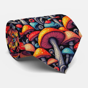 Retro-Pilz-Laune-Psychedelisches Muster Herren-Kra Krawatte