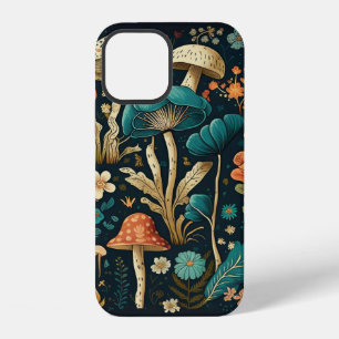 Retro-Pilz- und Blumenillustrationsdesign iPhone 12 Hülle