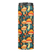 Retro-Pilze in Orange und Blau Thermosbecher (Rückseite)