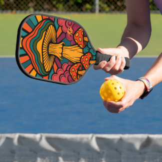 Retro-Pilze mit Monogramm Pickleball Schläger
