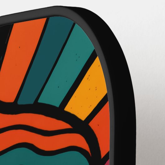 Retro-Pilze mit Monogramm Pickleball Schläger (Linke Seite)