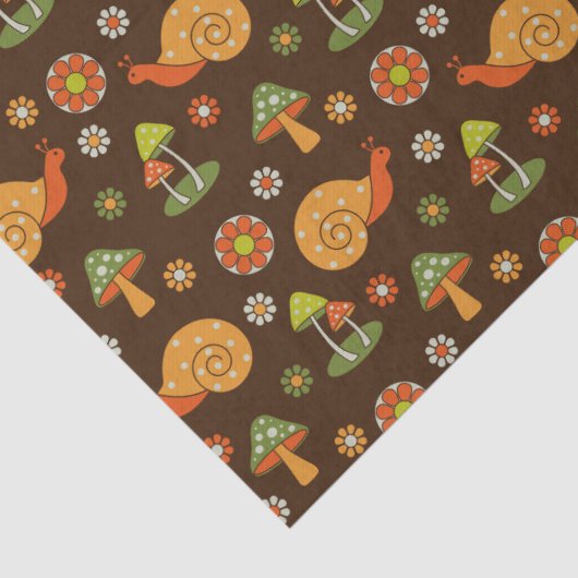 Retro-Pilze & Schnecken Cocktails Seidenpapier (Detail)