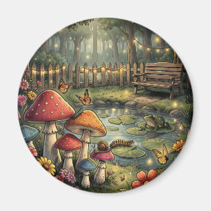 Retro-Pilze und Blumen Vintage-Vibes Magnet