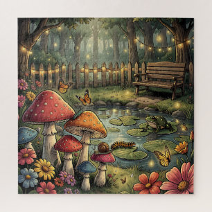 Retro-Pilze und Blumen Vintage-Vibes Puzzle