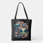 Retro Pilze und Disc Golf Course Kunst Tasche (Rückseite)