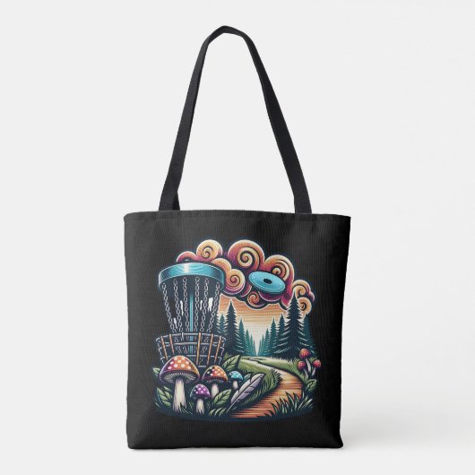 Retro Pilze und Disc Golf Course Kunst Tasche (Rückseite)