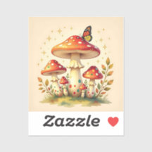 Retro-Pilze und Schmetterling | Vintage-Farben