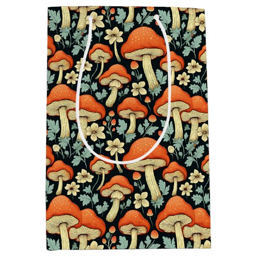 Retro-Pilze Vintage Blume Mittlere Geschenktüte (Vorderseite)