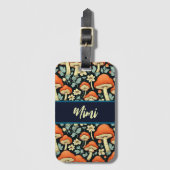 Retro-Pilze Vintage Blume Personalisiert Gepäckanhänger (Vorderseite Vertikal)