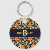 Retro-Pilze Vintage Blume Personalisiert Schlüsselanhänger (Vorderseite)