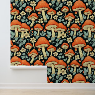 Retro-Pilze Vintage Blume Tapete