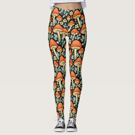 Retro-Pilze Vintage Blume unmöglich Leggings (Vorderseite)