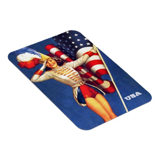 Retro Pin-up Art USA Patriotic Magnet (Rechte Seite)