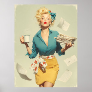 Retro Pin-Up Büro Chic Poster