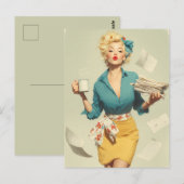 Retro Pin-Up Büro Chic Postkarte (Vorne/Hinten)