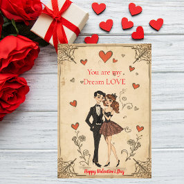 Retro Pin-Up Couple Vintage Valentine`s Day Card Feiertagskarte