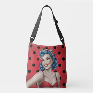 Retro-Pin-Up-Girl mit Punkten Tragetaschen Mit Langen Trägern